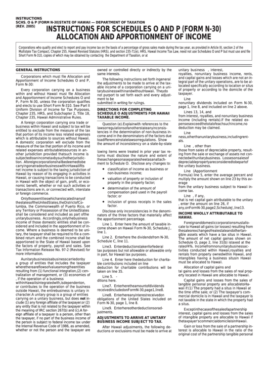 Instructions For Schedules O And P Form N 30 Allocation And