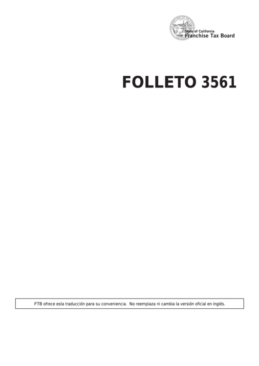 Fillable Form Ftb 3561 Bklt Sp Estado Financiero Para El Acuerdo De