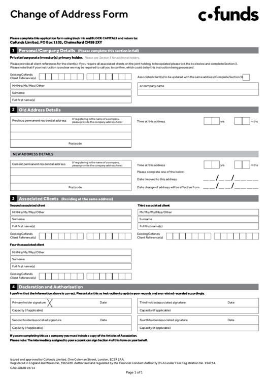 Fillable Change Of Address Form Printable Pdf Download