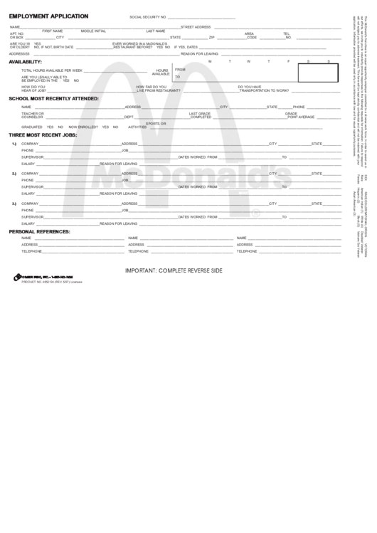 Top 24 Mcdonalds Application Form Templates Free To Download In PDF Format