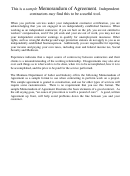 Fillable Memorandum Of Agreement Printable pdf