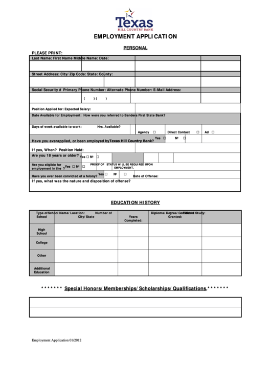 Employment Application/background Check Disclosure And Authorization Form/etc. Printable pdf