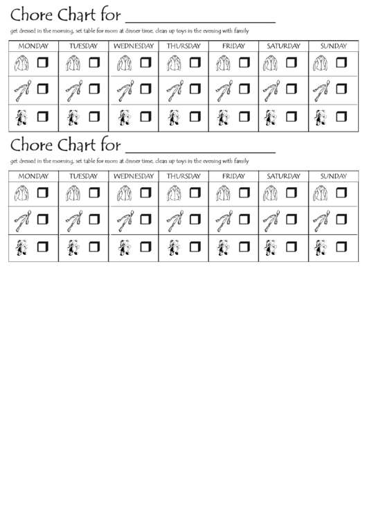 Chore Chart For Multiple Children Printable pdf