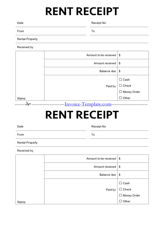 Fillable Rent Receipt Template - Fillable printable pdf download