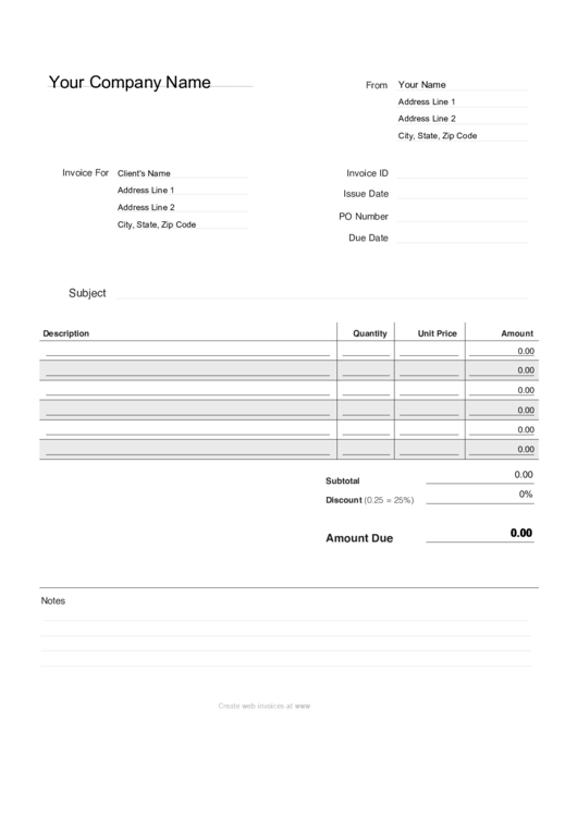 Fillable Invoice Receipt Template Printable pdf