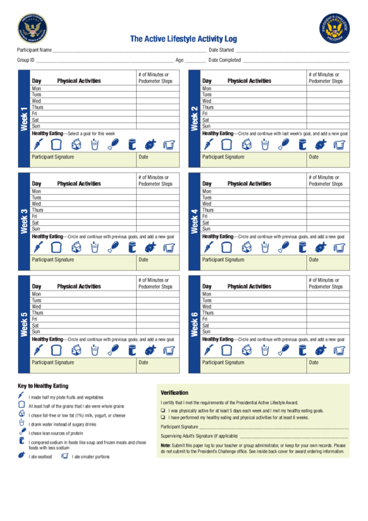 The Active Lifestyle Activity Log Sheet Printable pdf