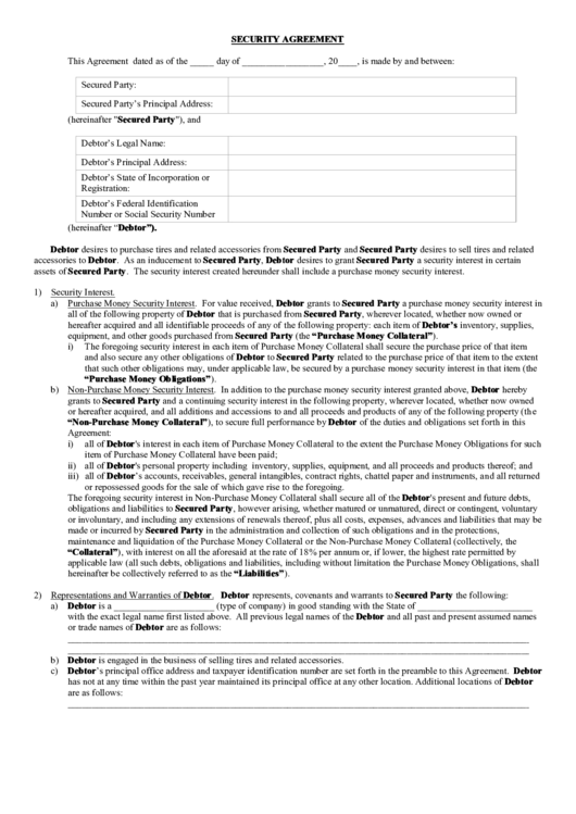 Security Agreement Printable pdf