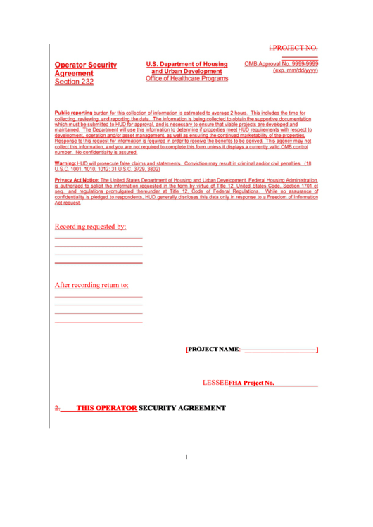 Operator Security Agreement Printable pdf