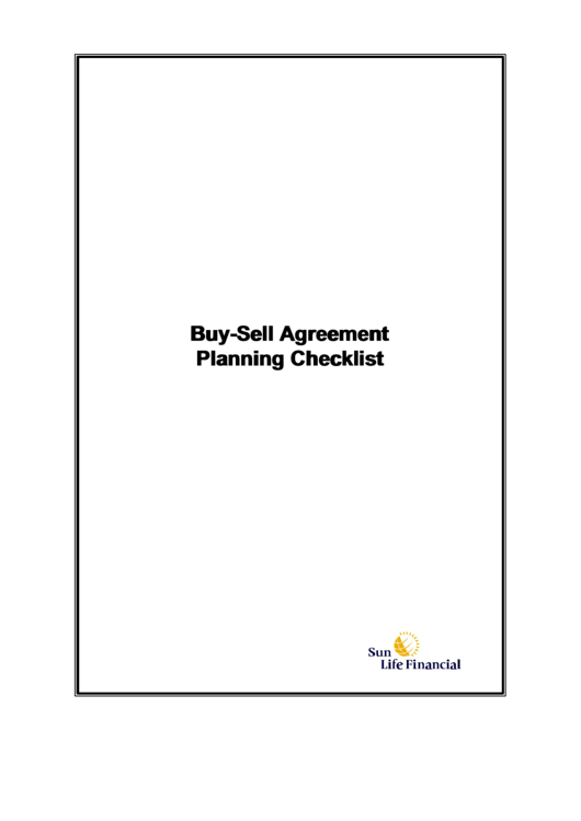 Buy-Sell Agreement Planning Checklist Printable pdf