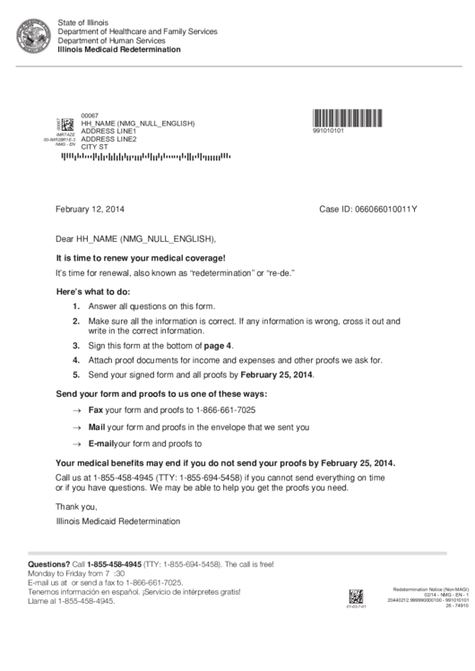 Illinois Medicaid Redetermination Medical Renewal Form Printable Pdf 