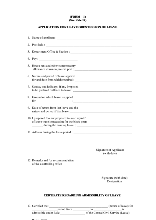 Itef Application For Leave Or Extension Of Leave Printable pdf