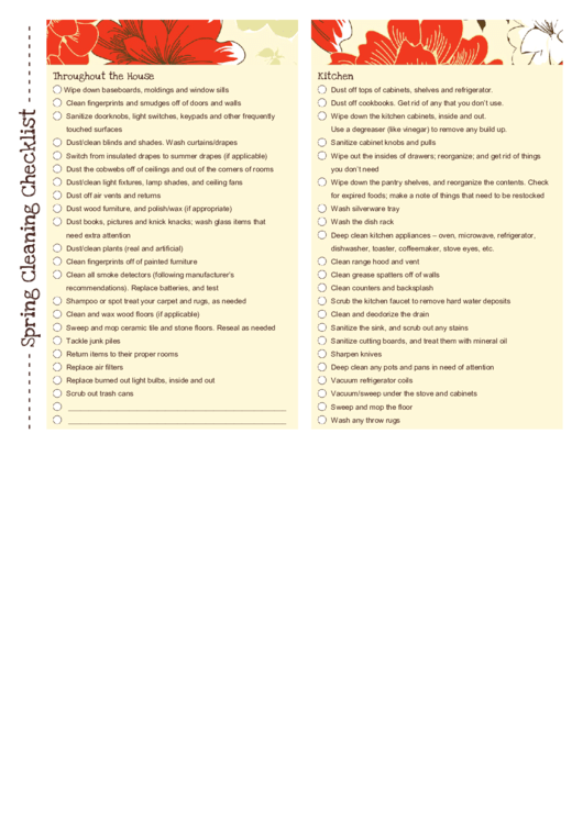 Spring Cleaning Checklist Printable pdf