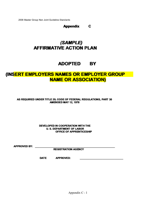 (sample) Affirmative Action Plan