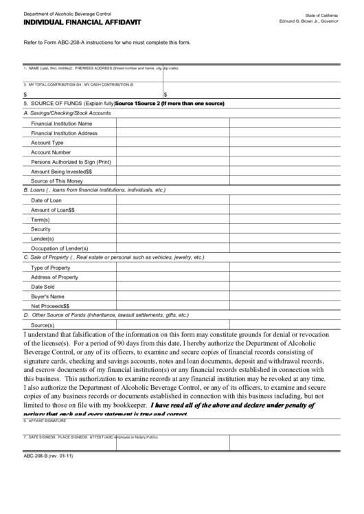 Fillable Individual Financial Affidavit Printable pdf