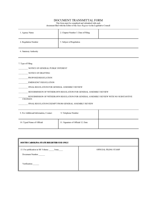 Document Transmittal Form Printable pdf