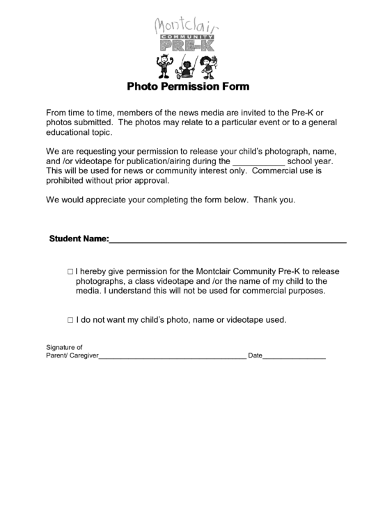 Photo Permission Form Printable pdf