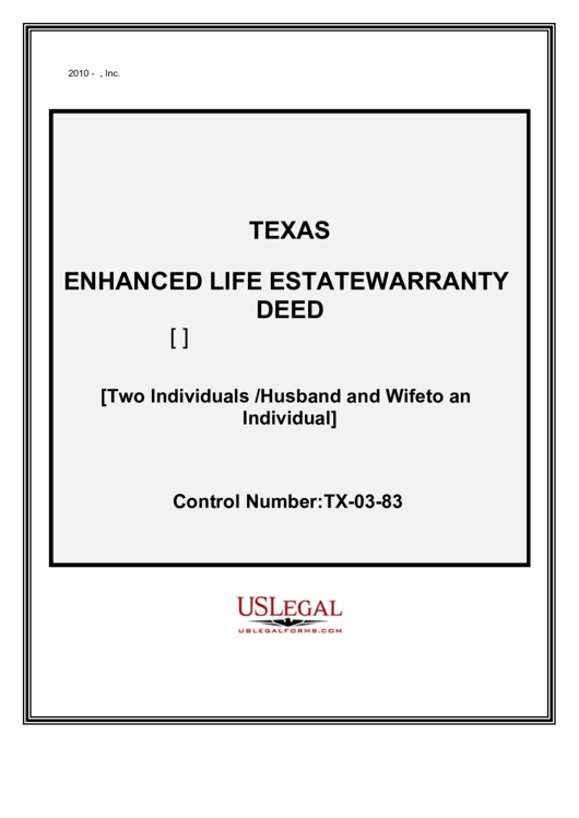 Texas Enhanced Life Estate Warranty Deed
