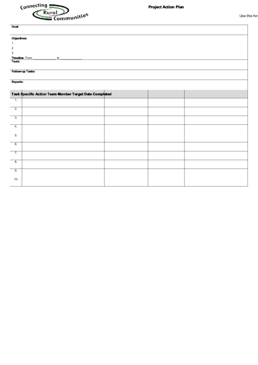 Project Action Plan Printable pdf