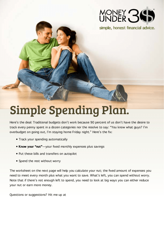Simple Spending Plan Template Printable pdf