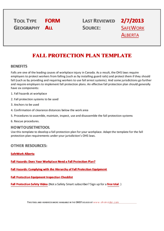 Top 6 Fall Protection Plan Templates free to download in PDF format