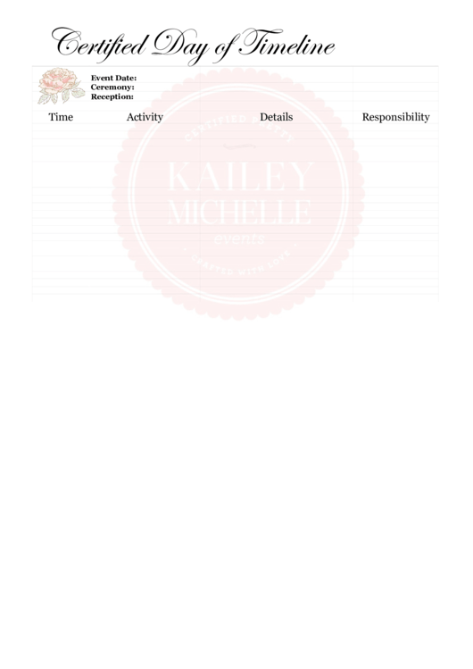 Fillable Certified Day Of Timeline Template Printable pdf