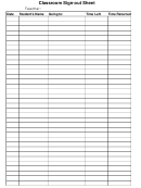 Classroom Sign-out Sheet