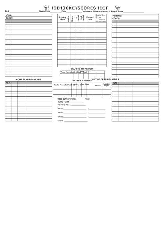 Ice Hockez Scoresheet Printable pdf