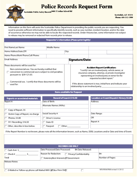 Police Department Forms