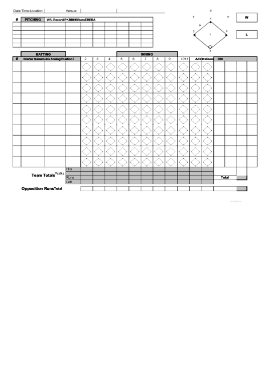 Baseball Score Sheet