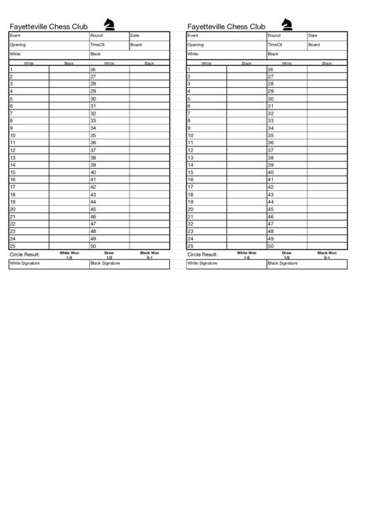 Chess Scoresheet Template Printable pdf