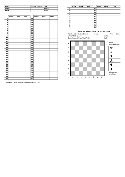 Chess Score Sheet Template Printable pdf
