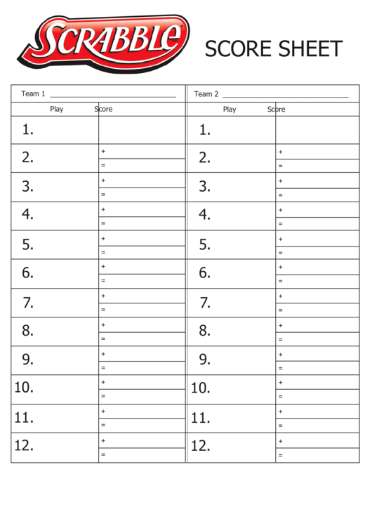 Scrabble Score Sheet Template Printable pdf