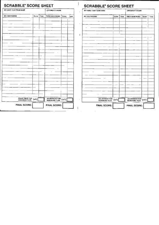 Scrabble Score Sheet Printable pdf