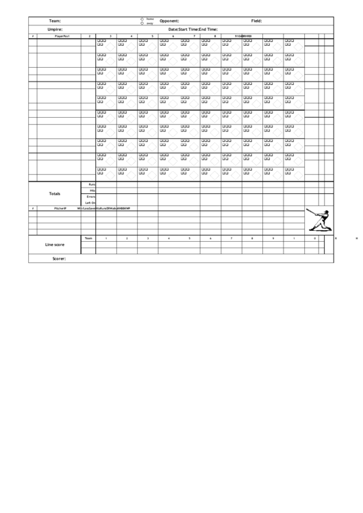 Baseball Score Sheet Printable pdf
