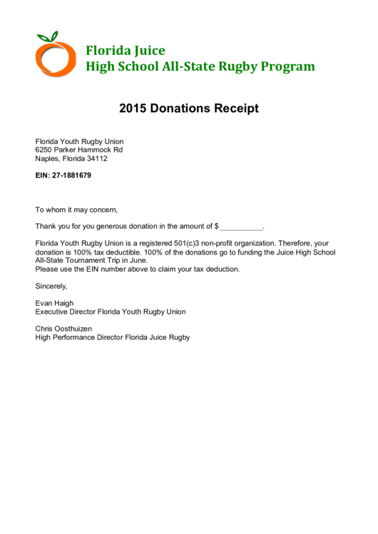 2015 Donations Receipt Printable pdf