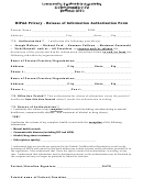 Hipaa Privacy - Release Of Information Authorization Form