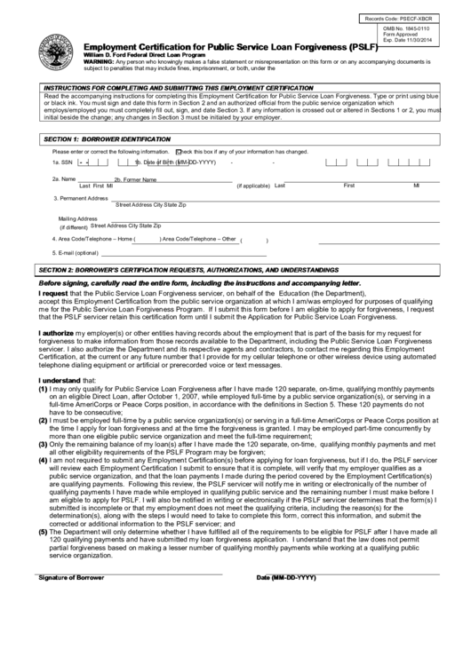 Pslf Printable Form  Printable Forms Free Online