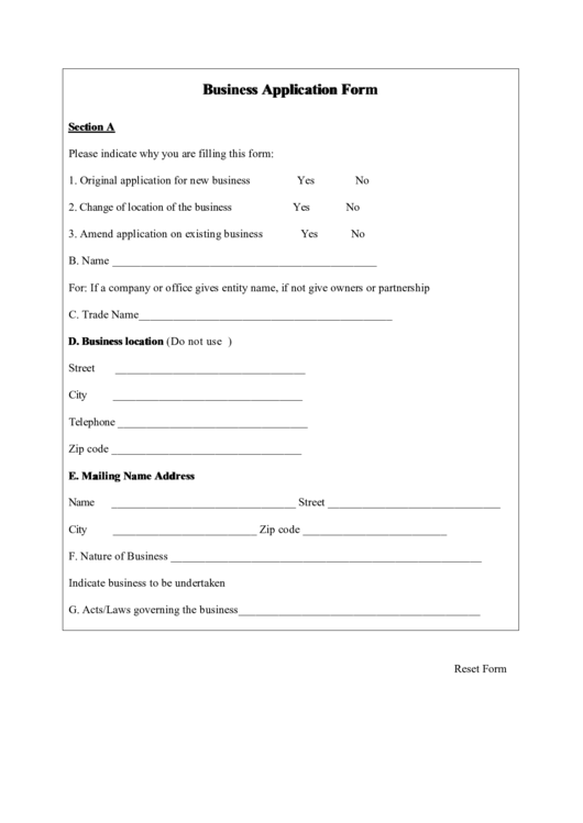 Fillable New Business Application Form Printable pdf