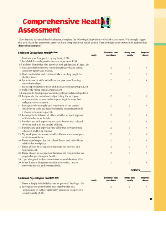 Comprehensive Health Assessment Printable pdf