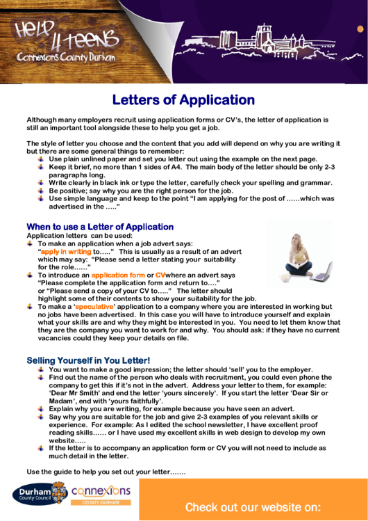 Letters Of Application Instructions Printable pdf
