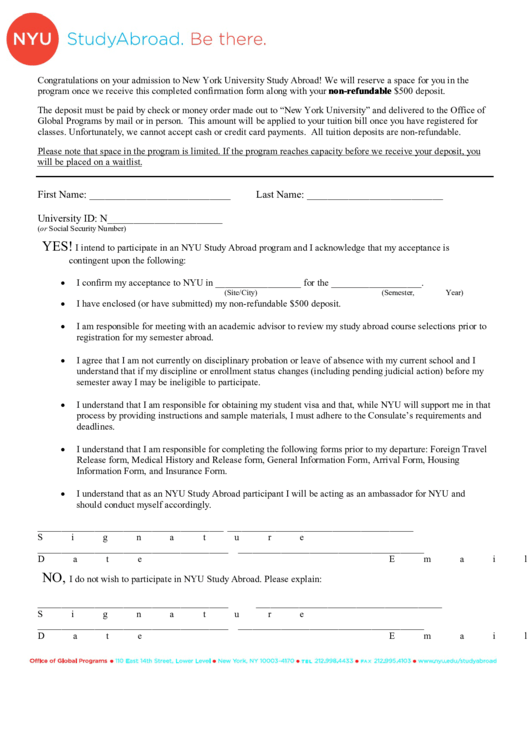 Confirmation Form Printable pdf