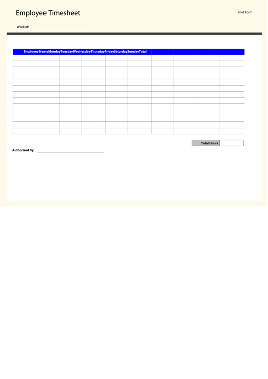 Fillable Employee Time Sheet Template Printable pdf