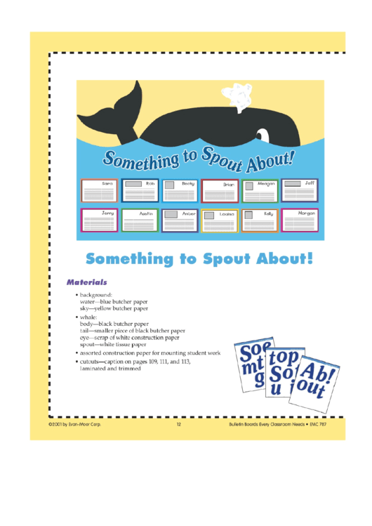 Whale Bulletin Board Printable pdf