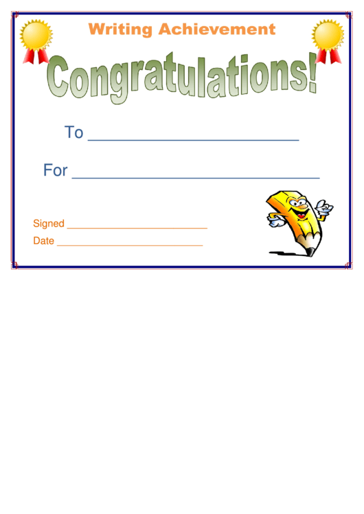 Congratulations Certificate Template Printable pdf