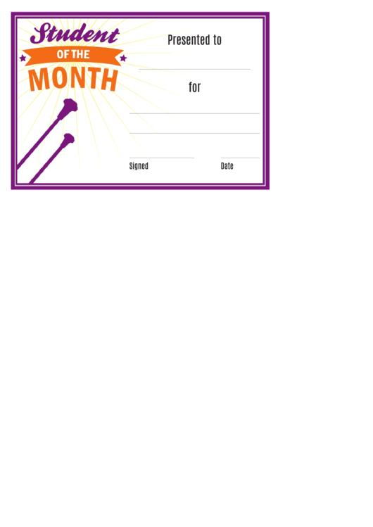 Student Of The Month Template