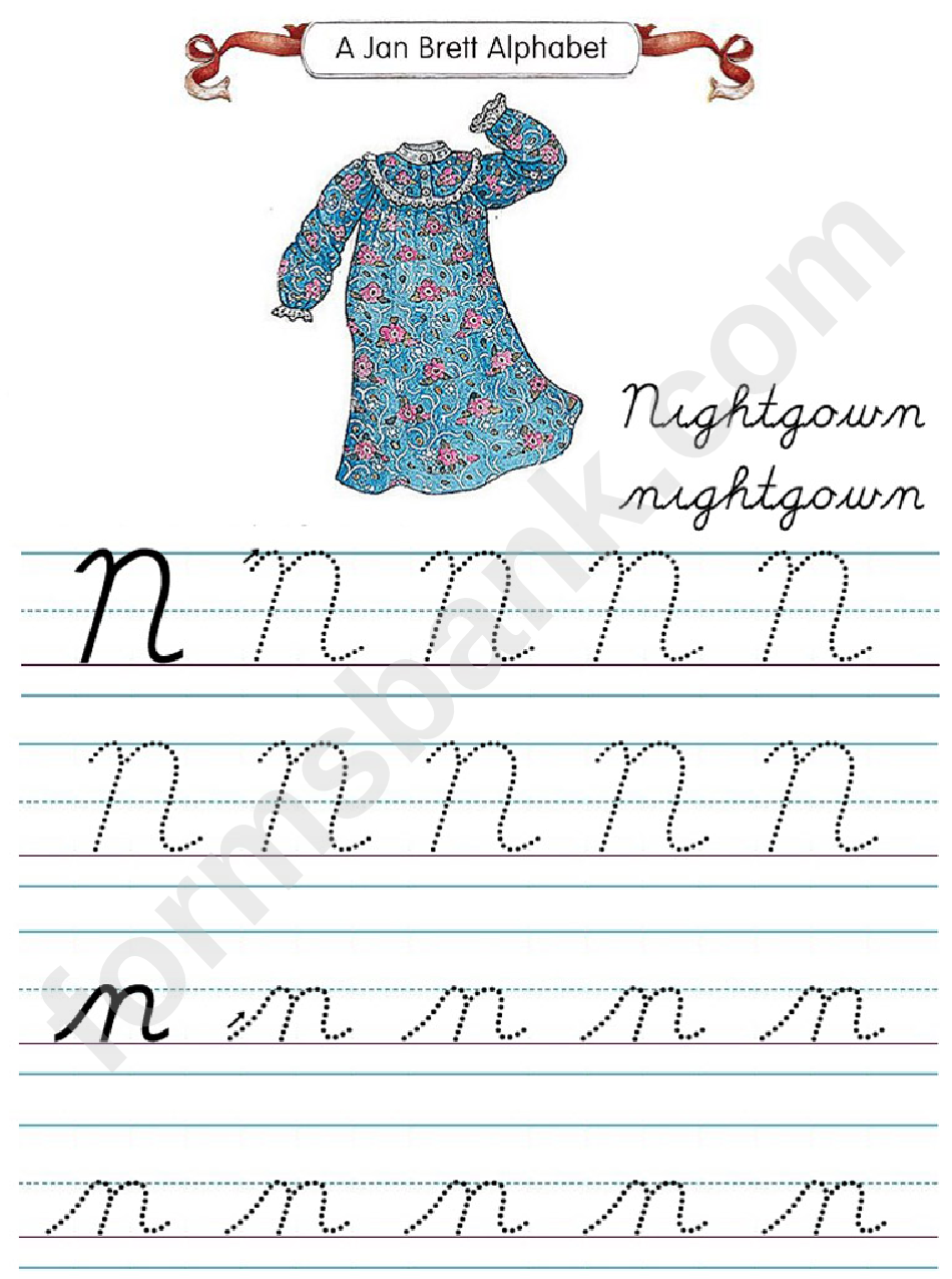 Jan Brett Alphabet Letter N printable pdf download