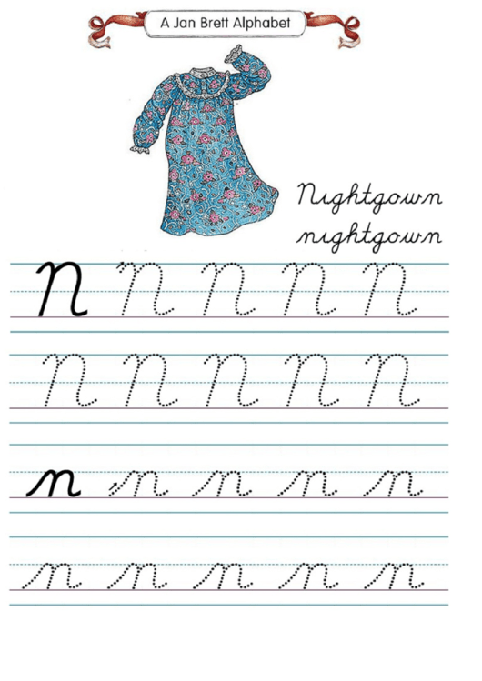 Jan Brett Alphabet Letter N printable pdf download