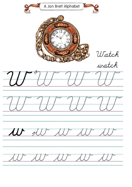 Jan Brett Alphabet Letter W Printable pdf