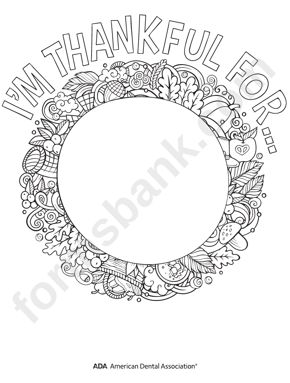 I M Thankful For Coloring Sheet