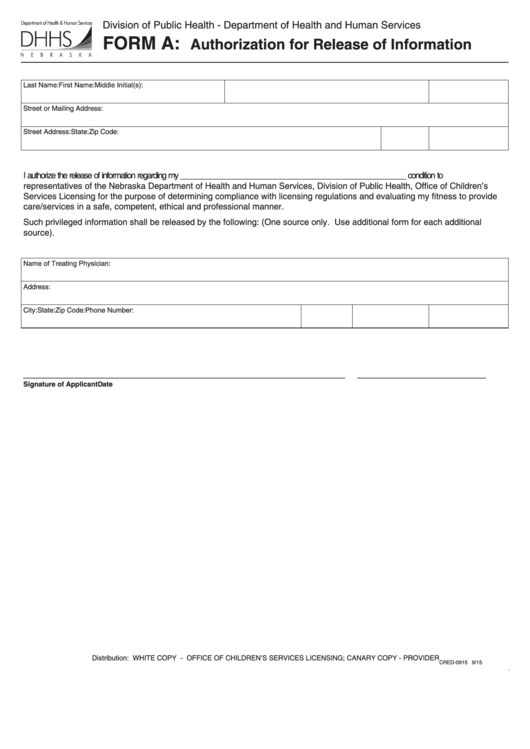 Fillable Authorization For Release Of Information Health Information Report Form A Printable pdf
